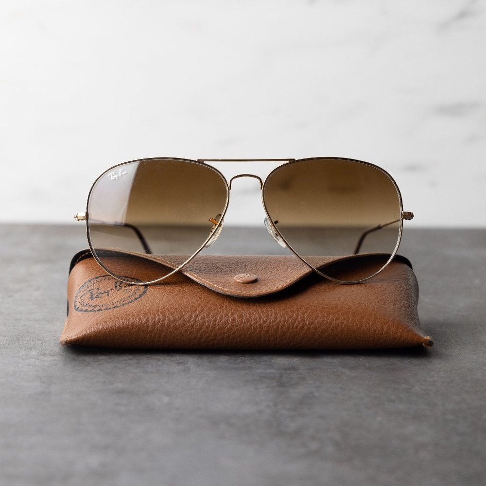 ray ban rb3025 aviator large brown gradient